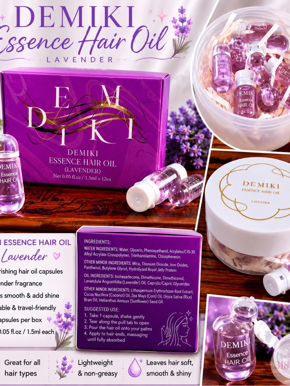 Lavender Essence Hair Oil Capsules — Purple